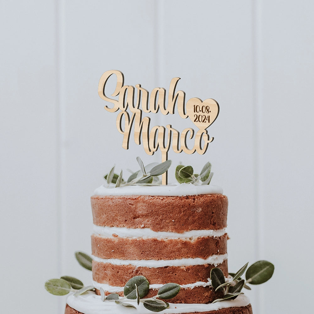 Personalisierter Cake-Topper zur Hochzeit – Motiv 1