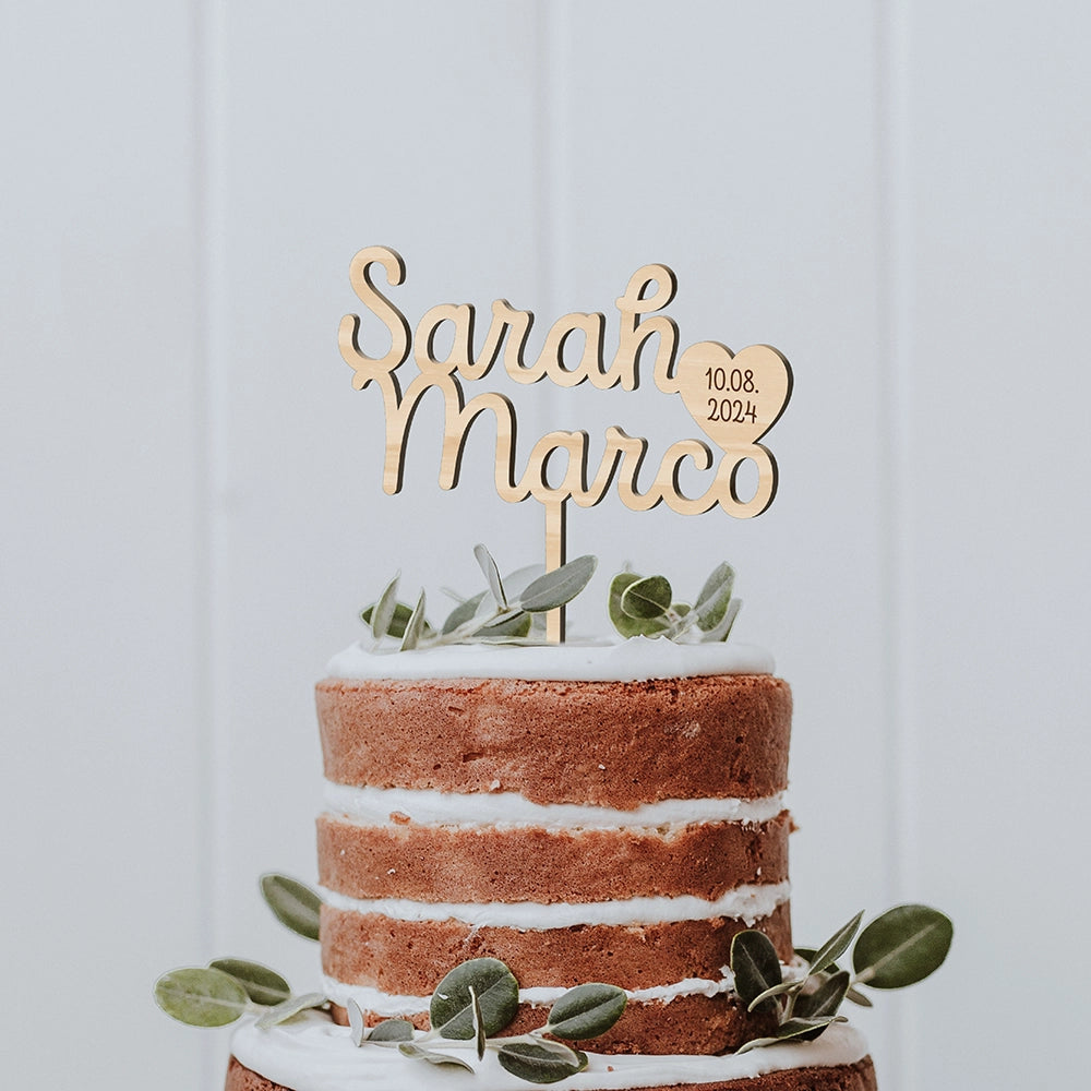 Personalisierter Cake-Topper zur Hochzeit – Motiv 1