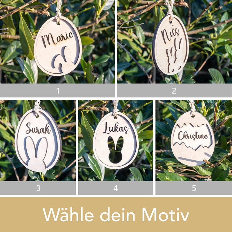 Personalisierter Oster-Anhänger aus Holz – 5 Motive