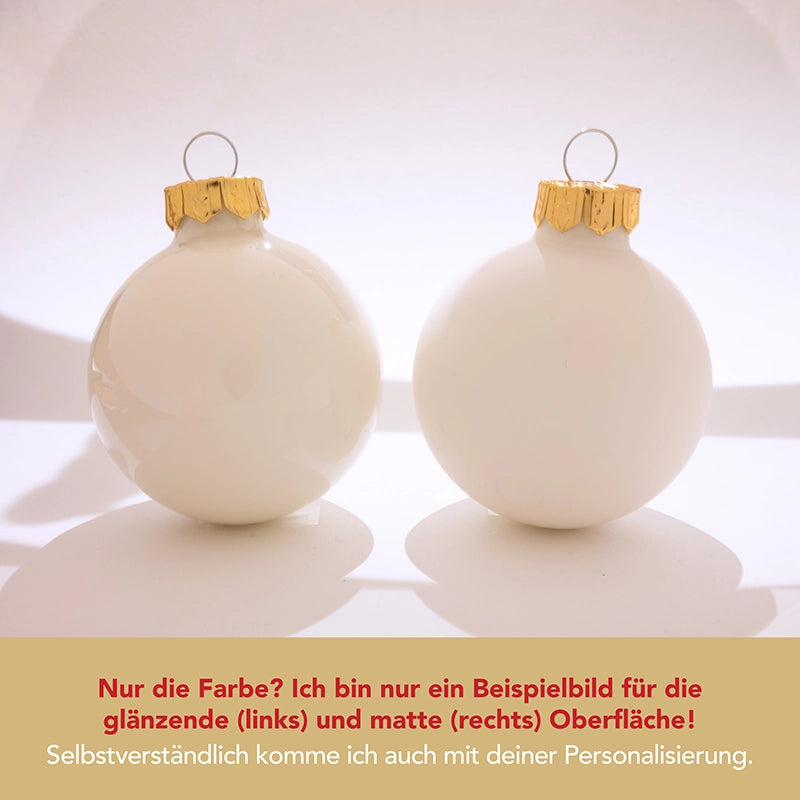 Personalisierter Weihnachtsbaum-Aufsteller mit Christbaumkugel aus Glas