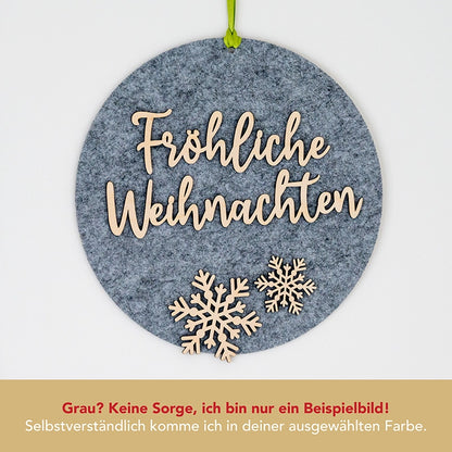 Türschild „Fröhliche Weihnachten” aus Holz-Filz-Kombination