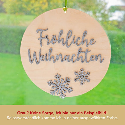 Türschild „Fröhliche Weihnachten” aus Holz-Filz-Kombination