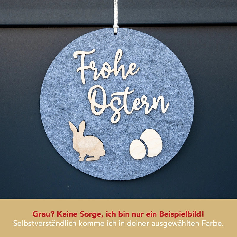 Türschild „Frohe Ostern” aus Holz-Filz-Kombination