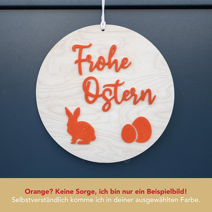 Türschild „Frohe Ostern” aus Holz-Filz-Kombination