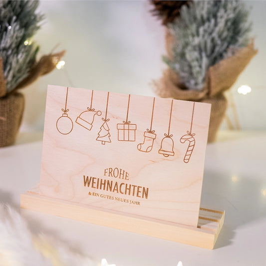 Holzkarte zu Weihnachten – 6 weihnachtliche Motive